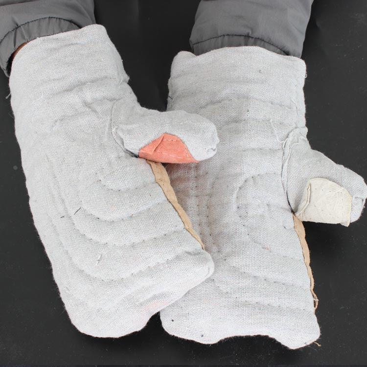 长款帆布手套 2指加厚手套 耐高温手套 防烫手套 劳保手套 手闷子