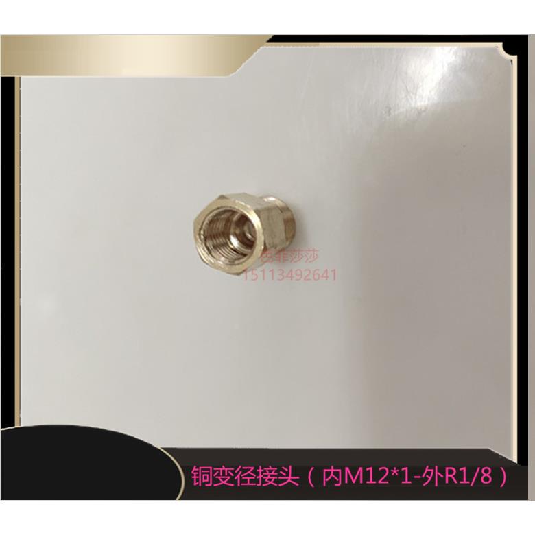 黄铜压力表转接M12*1内外R1/8丝转换接头公制内丝M12铜直通转接头