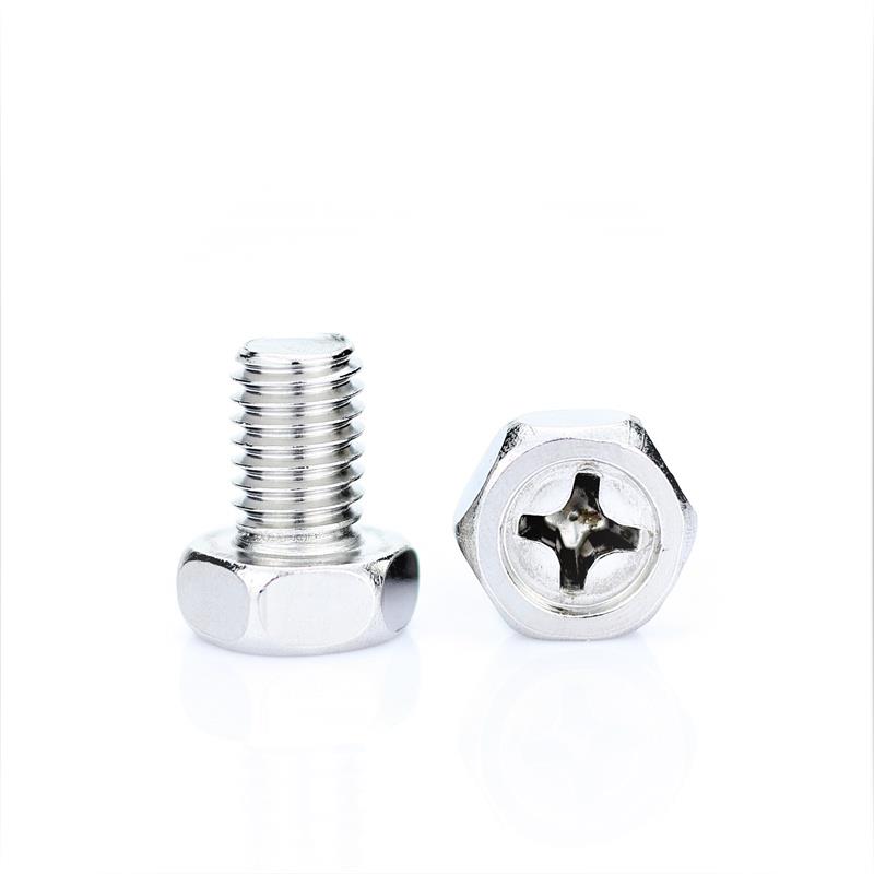 现货304不锈钢GB29.2十字凹穴外六角螺丝螺栓六角头M3M4M5M6M8mm