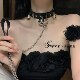SEVER私物： 铃铛项圈女牵引绳choker性感蕾丝锁骨链颈环项链颈链