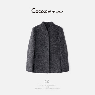 亨利大衣 刘一一 绵羊毛混纺一粒扣V领外套CD2A2184 ZONE COCO