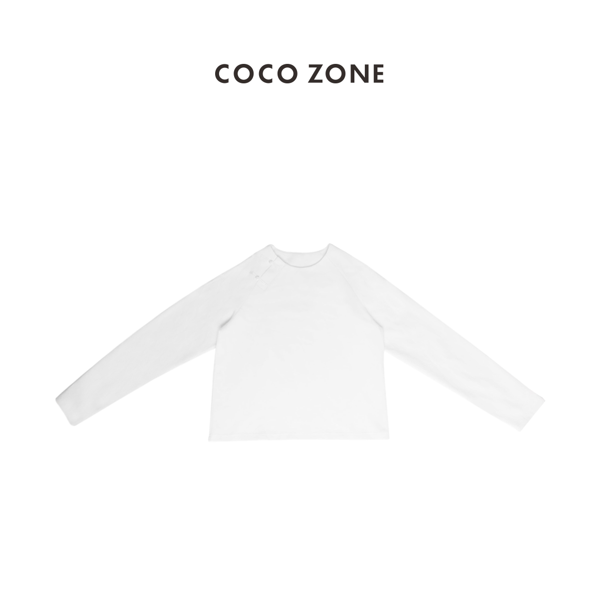 COCOZONE 刘112025早春极简美学新中式国风盘扣长袖T恤24C60067