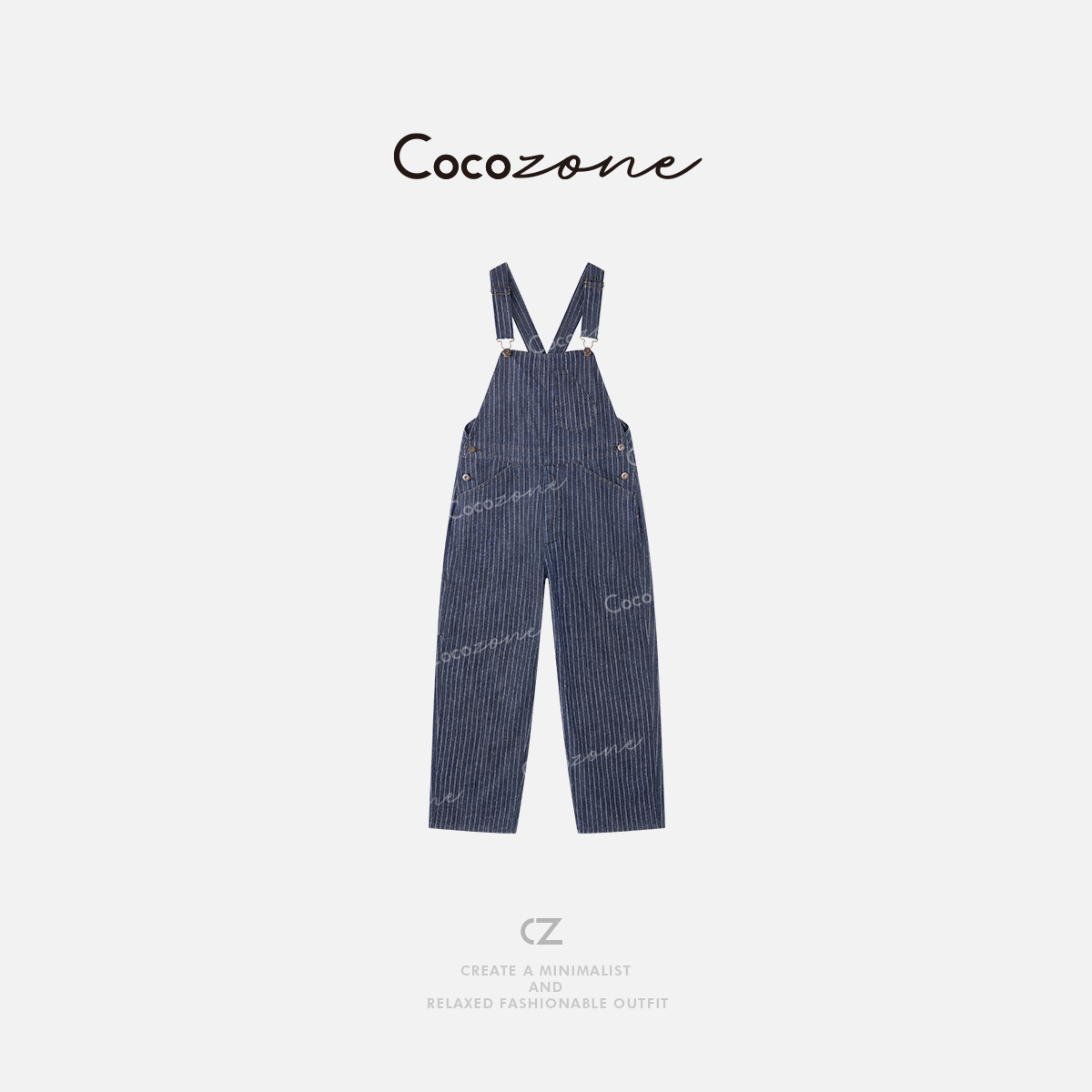 COCO ZONE  刘一一“航海背带裤”100棉显瘦牛仔背带裤CD1A0671