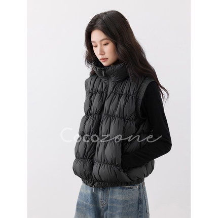 COCO ZONE刘11 "黑珍珠马甲"高级感背心羽绒服无袖马甲CC2C1800