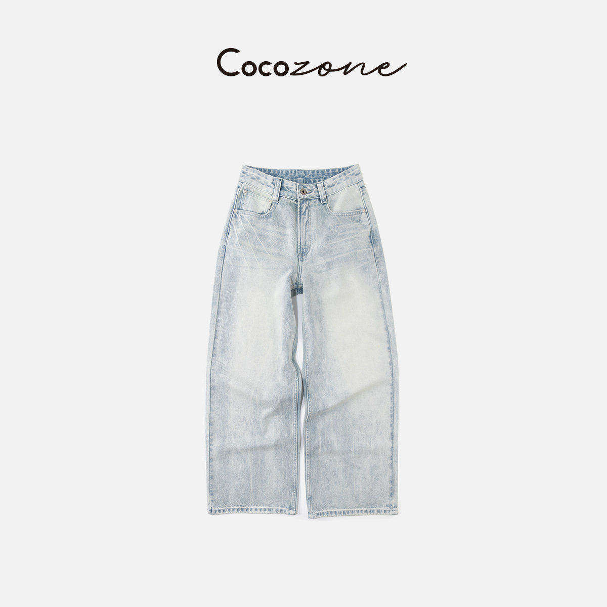 COCOZONE刘一一"海盐裤''26夏100棉磨白刷纹牛仔裤/短裤 CF2F0203