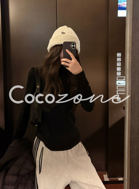 COCO ZONE 刘 一一 “小蛮腰”羊毛混纺高领拼接长袖T恤 CD2A2909