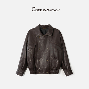 ZONE 羊皮革翻领拉链皮衣 刘 入场券 CF2H0304 一一 COCO