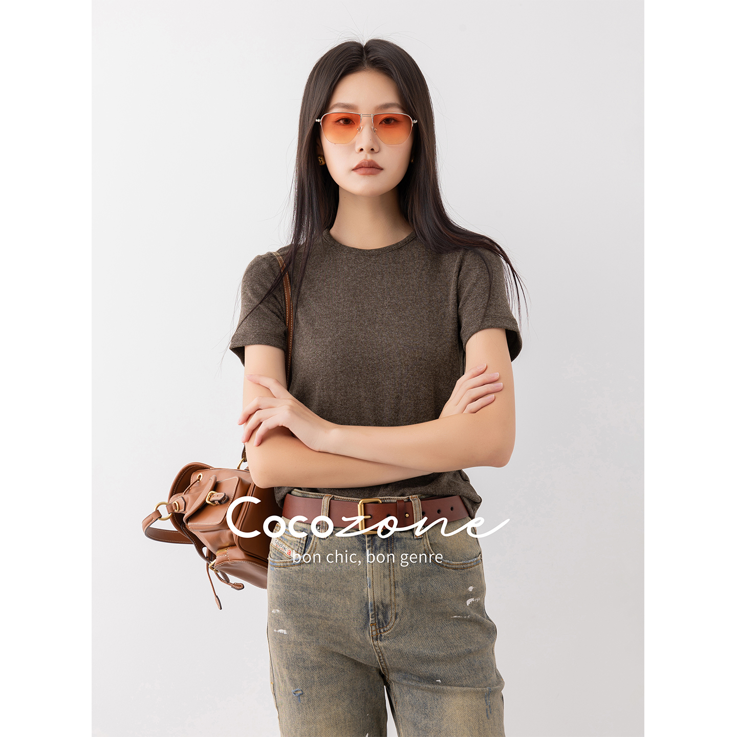 COCO ZONE 刘一一  “人手3件”圆领纯色简约基础款T恤CD1A1381