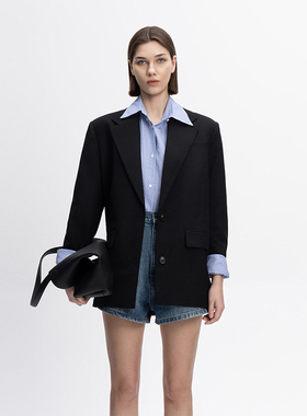 COCO ZONE&刘11春秋通勤风西装外套气质绵羊毛短外套 23C29562