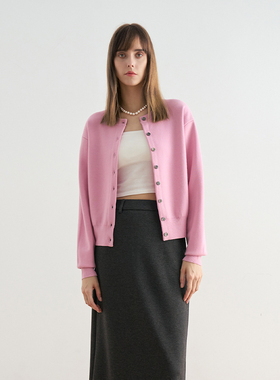 刘11&COCO ZONE春季慵懒风纯色针织衫圆领单排扣毛衣24C10264