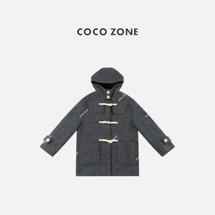 绵羊毛马海毛混纺秋冬牛角扣连帽外套CC2D2657 刘一一 COCO ZONE