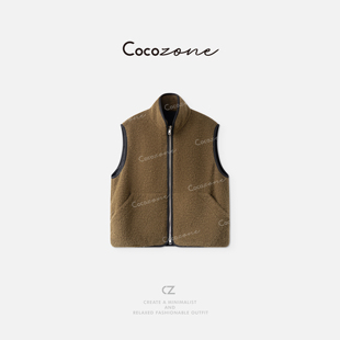 COCO ZONE 刘一一“呼伦马甲”羊毛混纺立领老钱风马甲 CD1A1298