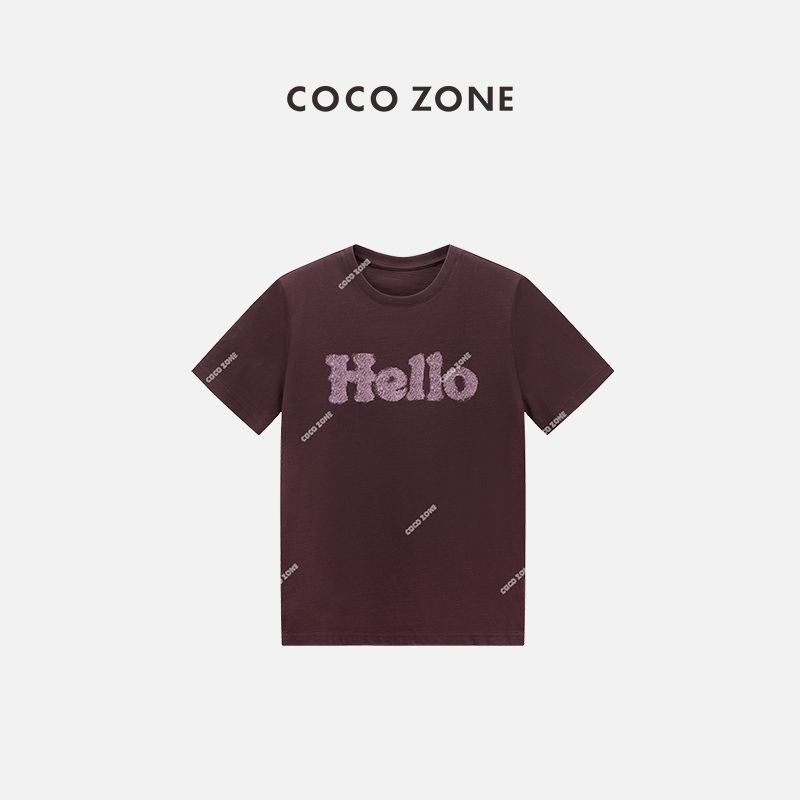 COCO ZONE&刘一一 夏季时尚字母短袖T恤圆领修身上衣CC2B1001