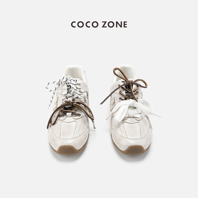 COCOZONE复古设计感圆头运动鞋