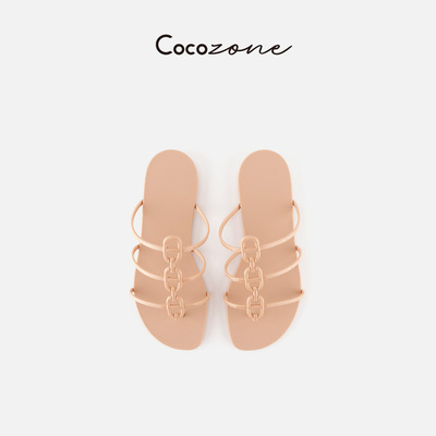COCO ZONE 刘一一 夹趾链条装饰凉拖鞋 CF2A0595