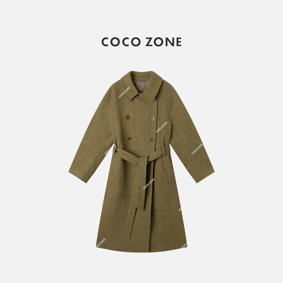 COCOZONE 刘一一 2025LM大衣高级感长款双排扣百搭羊毛呢子外套女