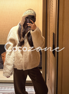 COCO ZONE 刘 一一 “牛乳”100羊毛立领拉链外套 CD2A2708