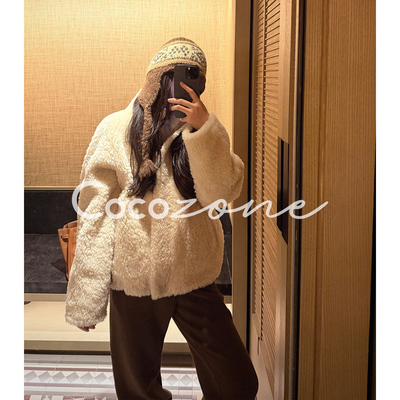 COCO ZONE 刘 一一 “牛乳”100羊毛立领拉链外套 CD2A2708
