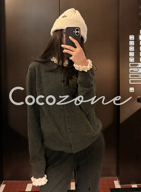 COCO ZONE 刘 一一“木耳边”100绵羊毛单排扣毛织上衣 CD2A2789
