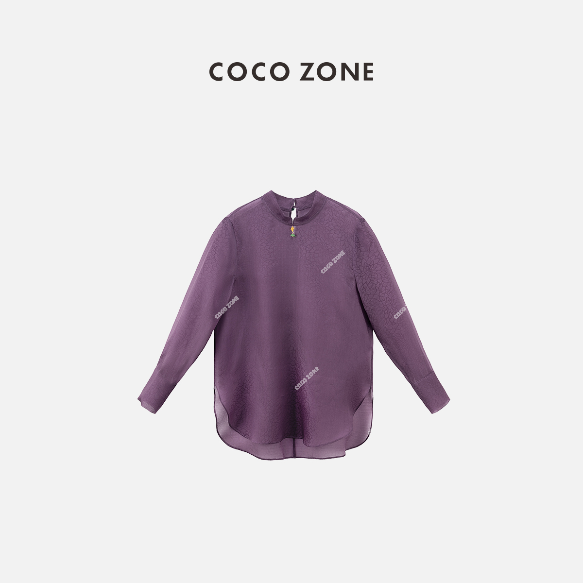 COCO ZONE 刘112025早春中式立领提花长袖衬衫国风上衣CC1A0482