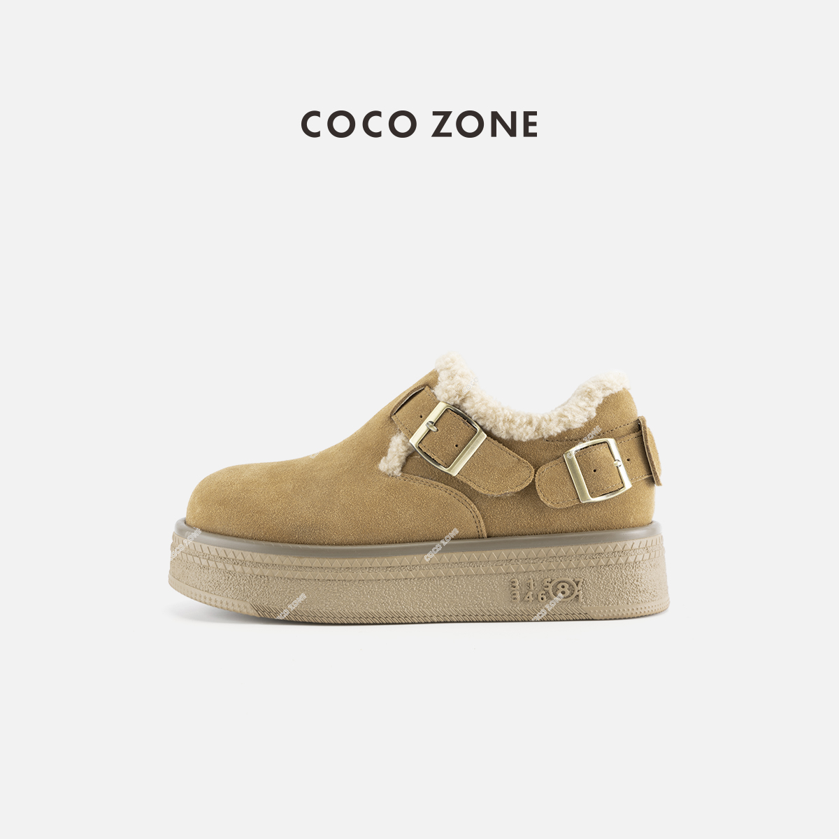 COCO ZONE 刘11 冬季厚底一脚蹬保暖勃肯鞋雪地靴CC2D3084