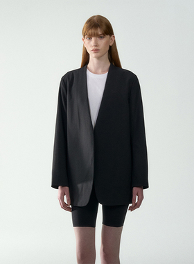 COCO ZONE刘11 英伦风黑色廓形西装宽松显瘦气质外套 23C18193