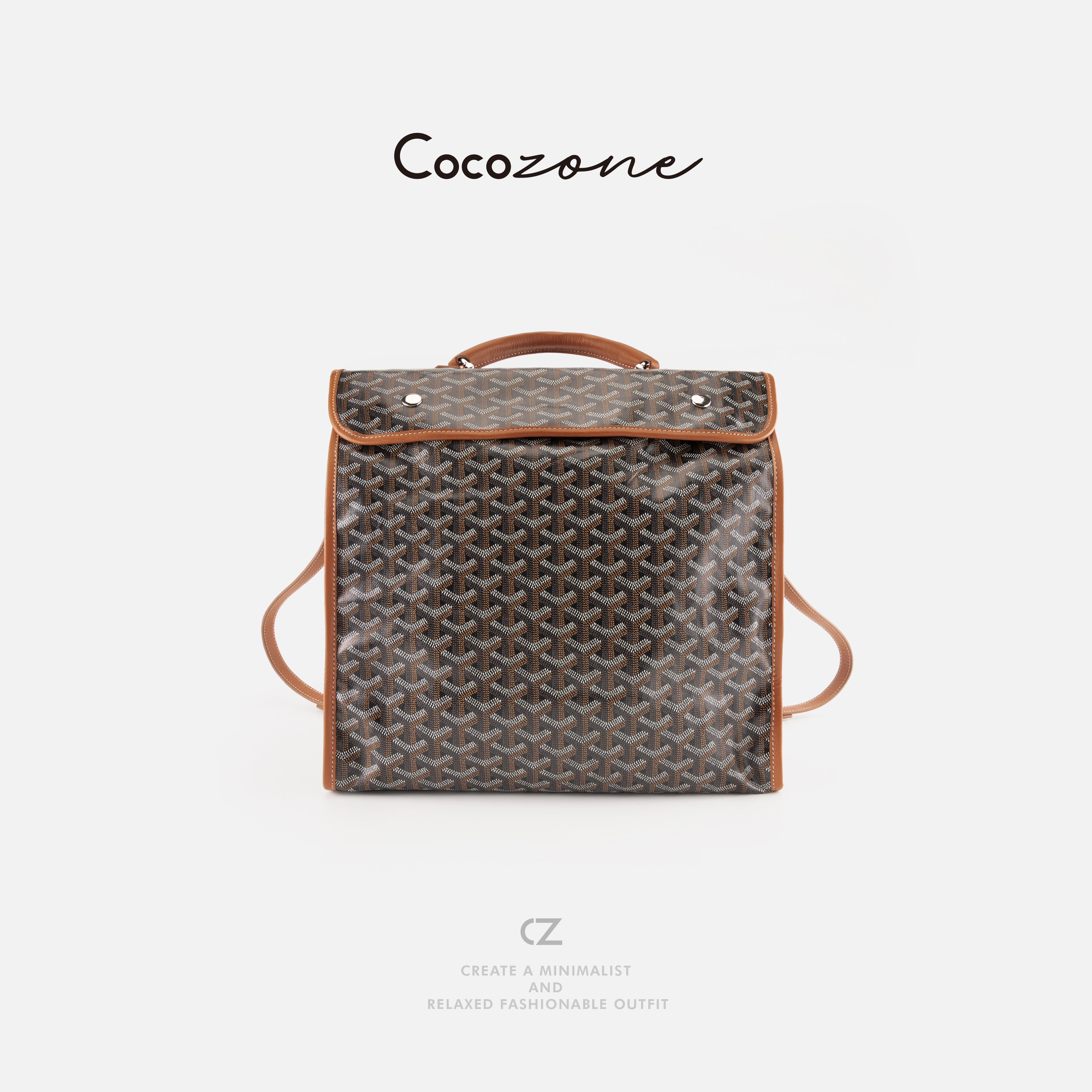 COCO ZONE 刘一一 撞色交织图案饰边双肩包 CD2A2890