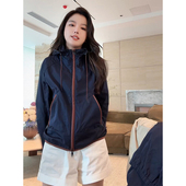 ZONE 刘112025春夏季 薄款 COCO 抽绳连帽外套简约百搭长袖 上衣女