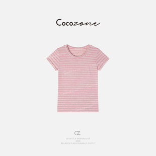ZONE 显瘦条纹圆领短袖 刘一一 修身 T恤ACD1A0151 2026新款 COCO