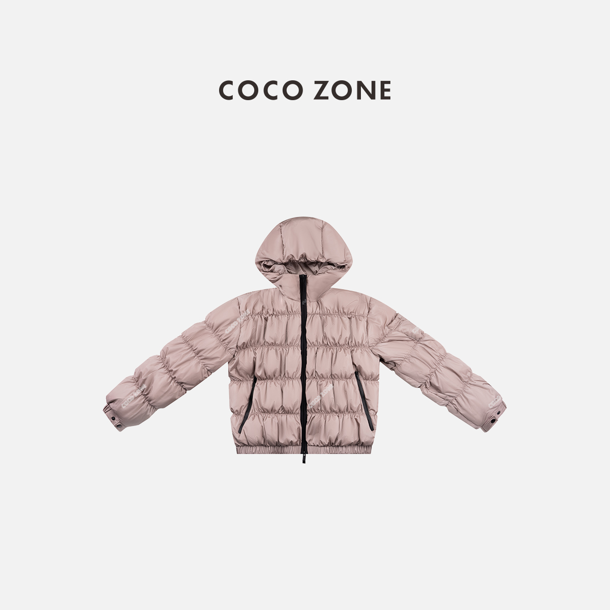 COCO ZONE 刘一一 秋冬90鸭绒时尚设计感保暖连帽拉链羽绒服女