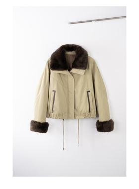 COCO ZONE 刘11​ 翻毛领美式复古保暖纯色长袖外套 CD2A2018