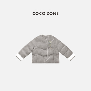 COCO ZONE 刘一一 进口水貂国风刺绣袖口新中式保暖拼接羽绒服女