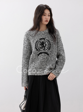 COCO ZONE 刘一一 时尚设计感气质针织衫圆领套头上衣CC1C2335