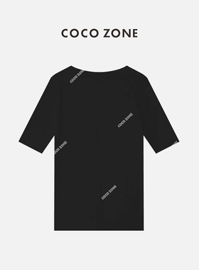 COCO ZONE&刘11 黑色圆领修身T恤气质百搭简约上衣23C18632