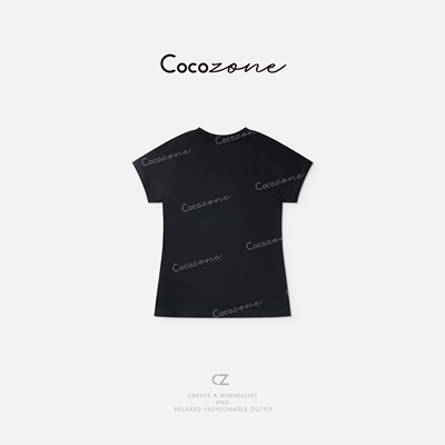 COCO ZONE 刘一一 “意威T”长绒棉混纺修身简约T恤 CD1A1226