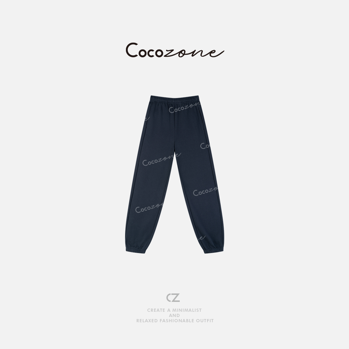 COCOZONE刘一一慵懒周末2025秋宽松显瘦松紧腰束脚休闲裤CD2A0008