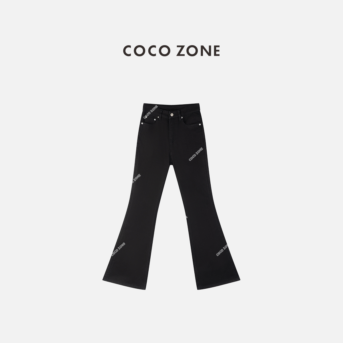 COCO ZONE 刘11秋冬简约纯色设计感底磨毛微喇牛仔裤CC1D2906