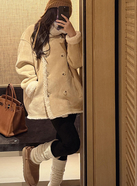 COCO ZONE 刘 一一 “暖暖”100羊毛立领双排扣外套 CD2A2707