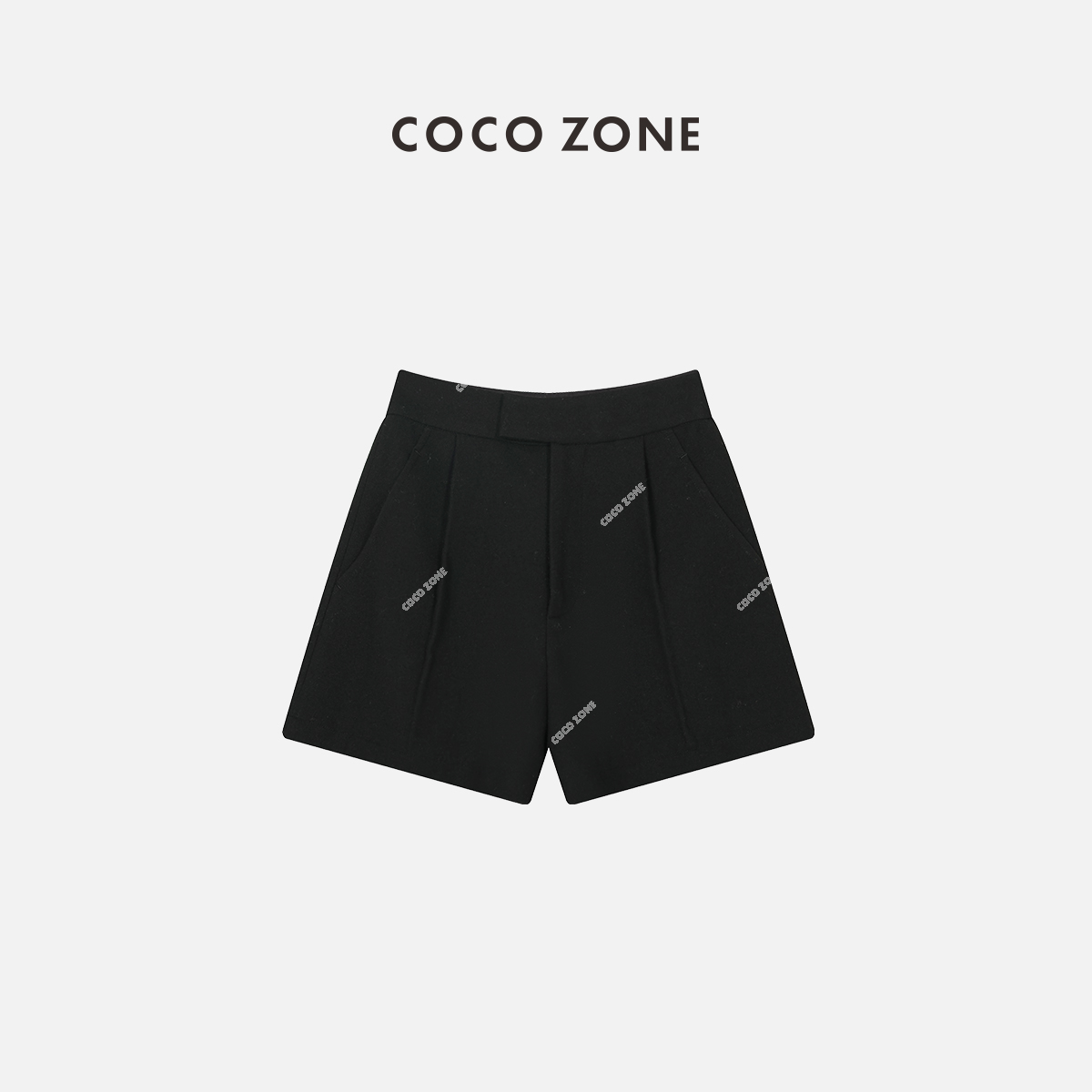 COCO ZONE 刘11 西装短裤A字版型收褶设计阔腿百搭裤子23C19427