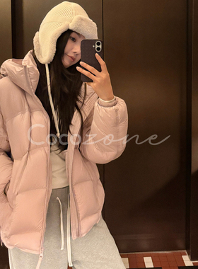 COCO ZONE 刘11 “暖冬”简约连帽拉链保暖外套羽绒服女款冬季