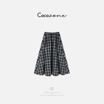 COCO ZONE 刘一一 春夏新款高级感格纹显瘦百搭半身裙 CD1A0232