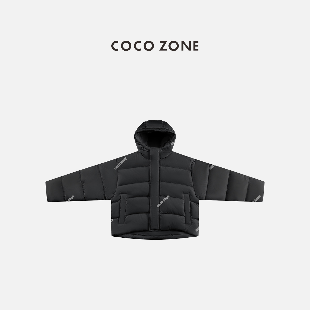 COCO ZONE 刘一一 冬季90鹅绒四合扣保暖连帽拉链羽绒服CC2D3226