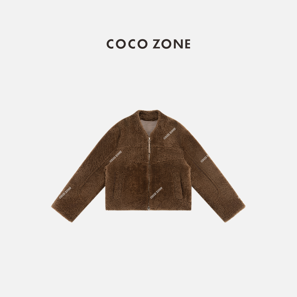 COCO ZONE 刘一一 拉贡1号皮草V领拉链皮毛一体外套CC2D2573