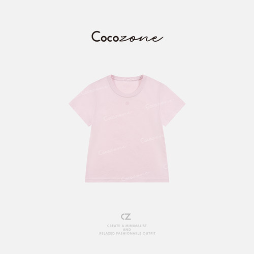COCO ZONE 刘一一 25新款简约修身显瘦休闲圆领短袖T恤CD1A0283