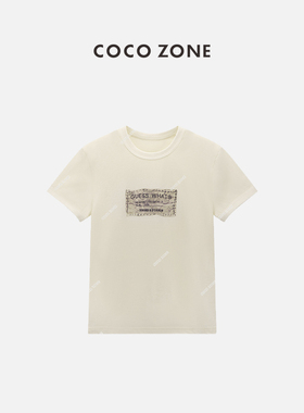 COCO ZONE 刘一一夏季简约字母短袖T恤设计感休闲上衣CC1B1357