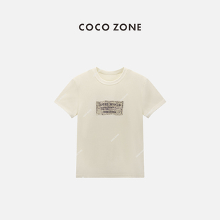 COCO 刘一一夏季 简约字母短袖 T恤设计感休闲上衣CC1B1357 ZONE