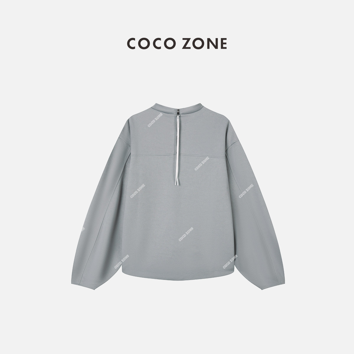 COCO ZONE 2023新款纯色立领长袖后中拉链款时尚卫衣  23C29156