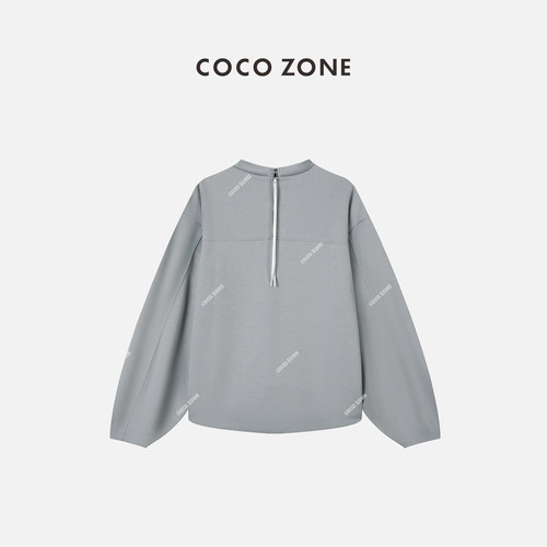 COCO ZONE 2023新款纯色立领长袖后中拉链款时尚卫衣  23C29156
