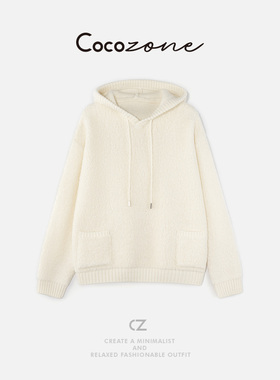 COCOZONE刘11 100绵羊毛连帽舒适毛织上衣CD2A2618