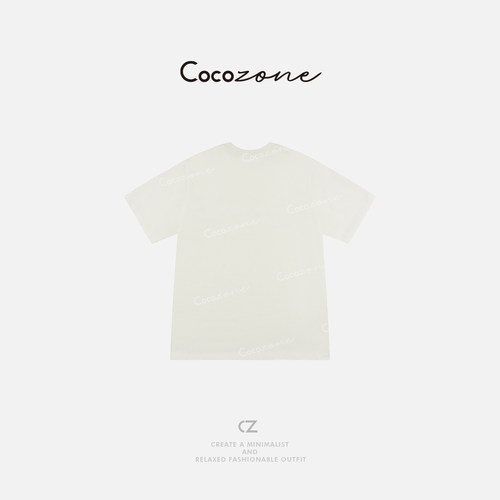 COCO ZONE 刘11 100棉春季撞色字母花卉刺绣短袖T恤CD1A0575